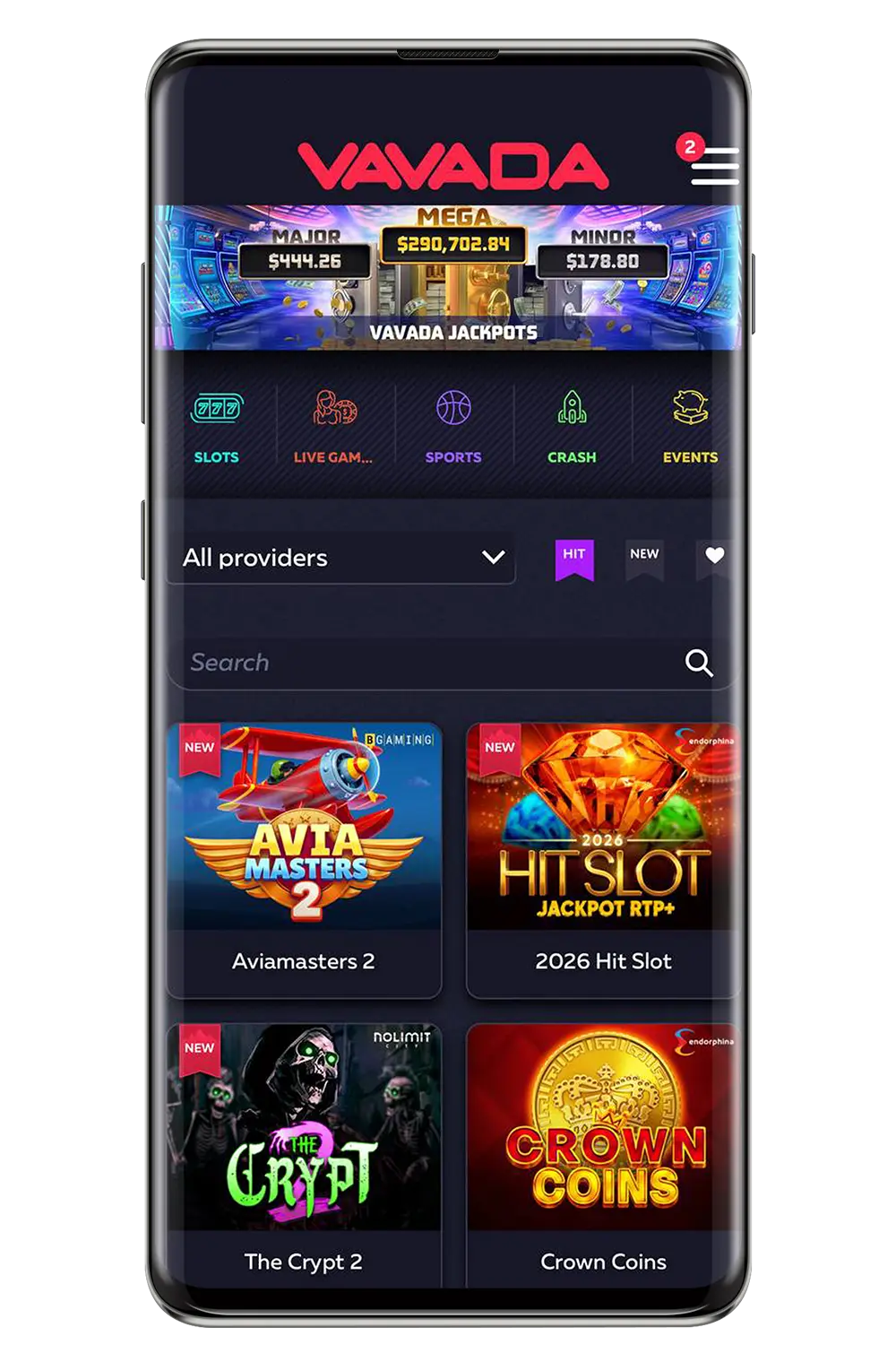 Vavada Casino – zrzut ekranu sekcji bonusów